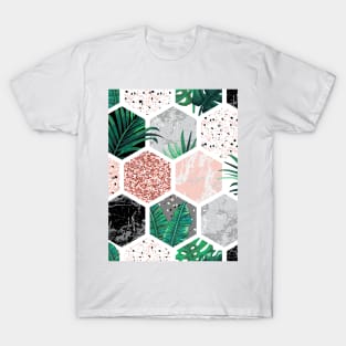 Combine Nature and Marble Pattern T-Shirt